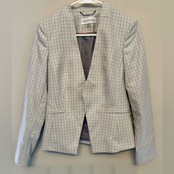 Calvin Klein Light Gray Textured Blazer 6P - Picture 1 of 8